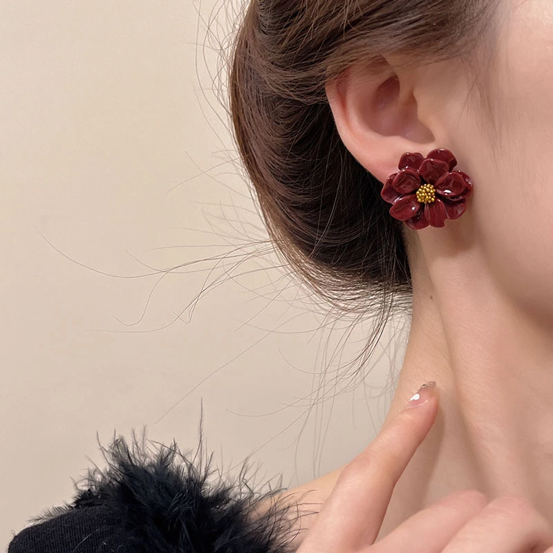 Camellia Flowers Stud Earrings 5