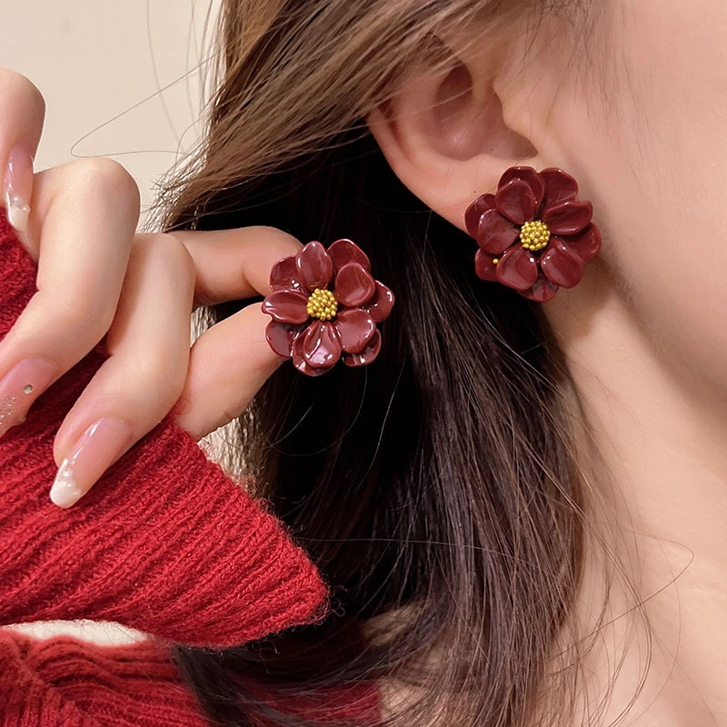 Camellia Flowers Stud Earrings 4