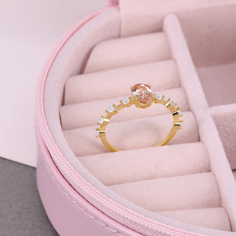925 Sterling Silver Gold Color Zircon Band 5