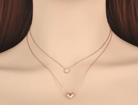 Double Layer Heart Necklace - Image 2