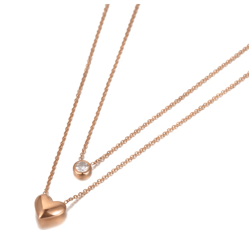 Double Layer Heart Necklace - Image 4