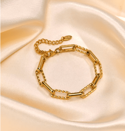 Textured Paperclip Chain Bracelet and Necklace - Image 2