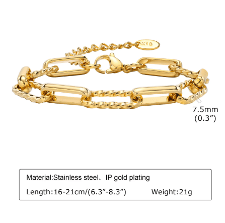 Textured Paperclip Chain Bracelet and Necklace - Image 4